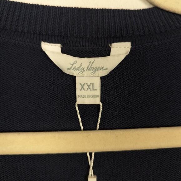 NWT Lady Hagen Dark Navy/Green Herringbone Cardigan Sweater Size XXL - Picture 5 of 7